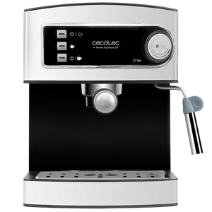 Cafetera espresso Cecotec Power Espresso 20 – vista frontal con diseño compacto en acero inoxidable